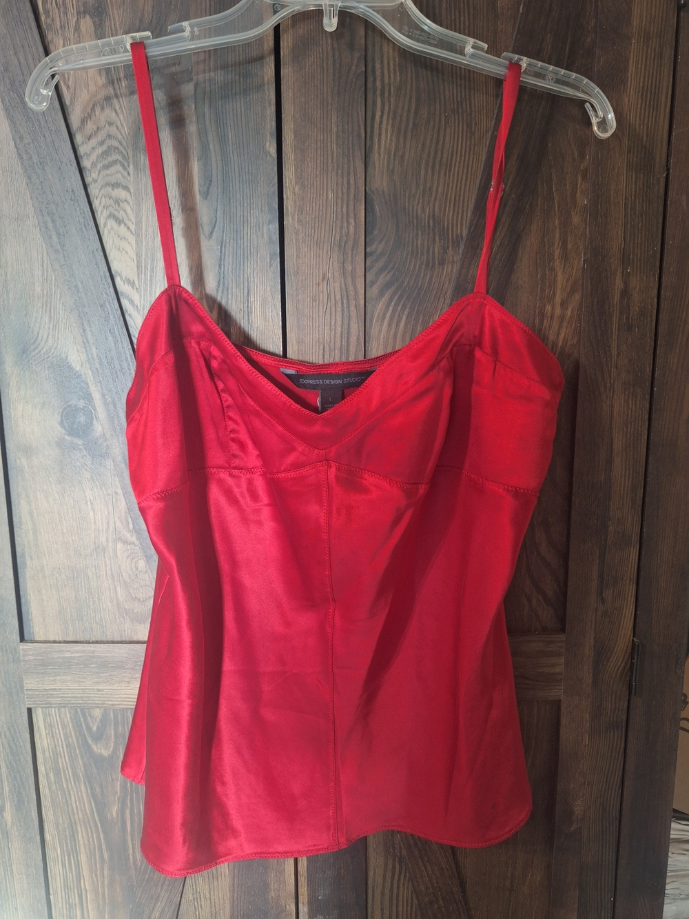 Express Satin Red Camisole with Sweetheart Neckline